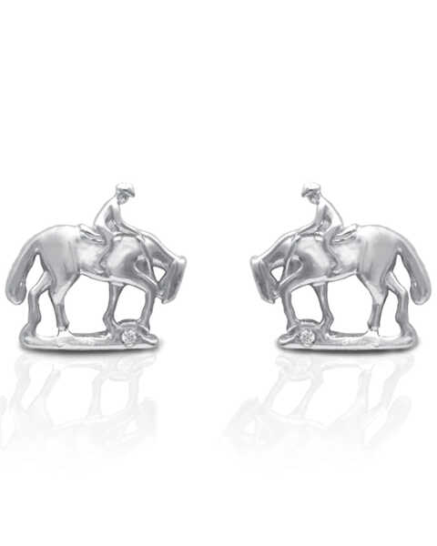 Image #1 - Kelly Herd Women's Silver Trail Horse Stud Earrings, No Color, hi-res