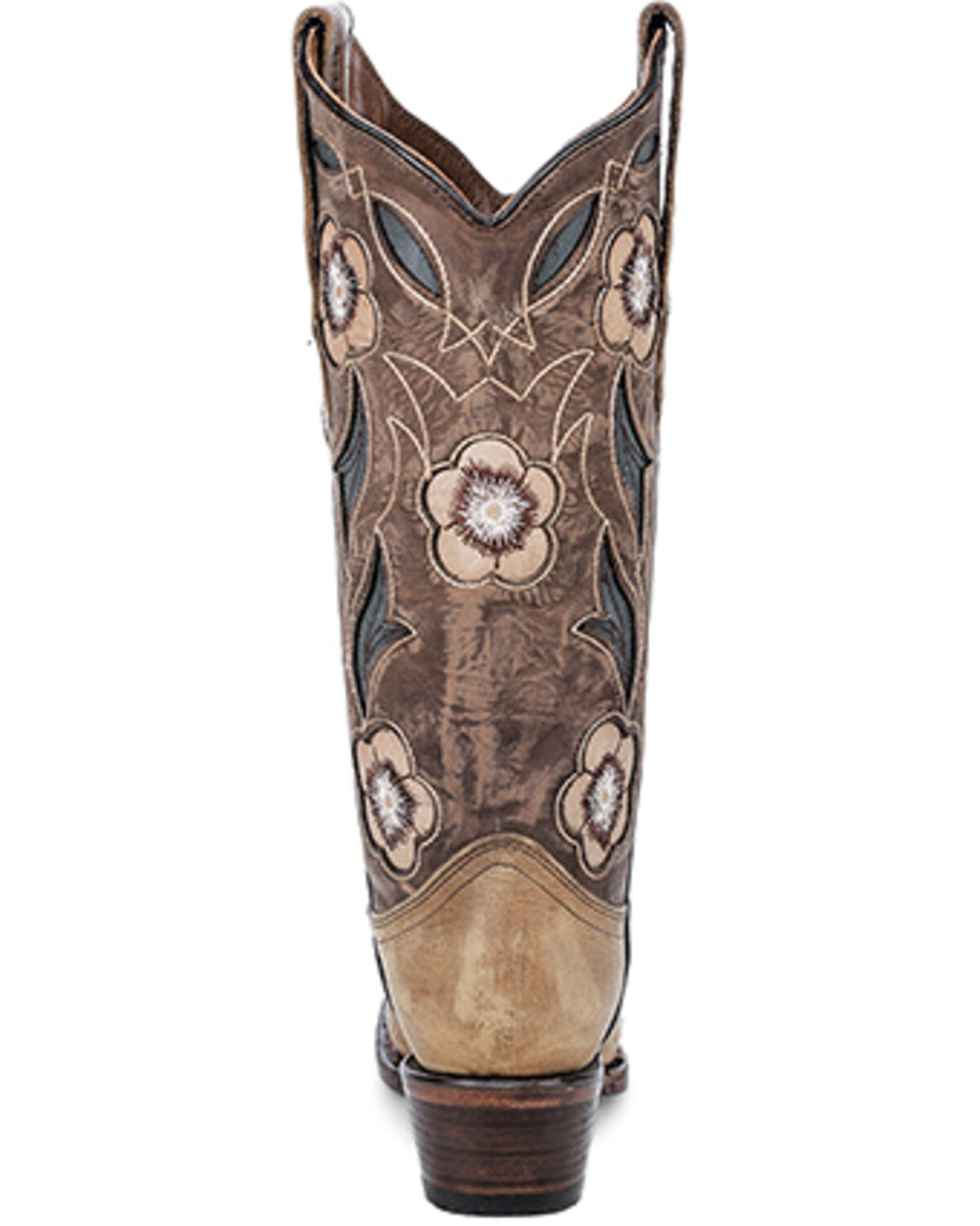 Image #4 - Circle G Women's Floral Inlay Western Boots - Snip Toe, Sand, hi-res