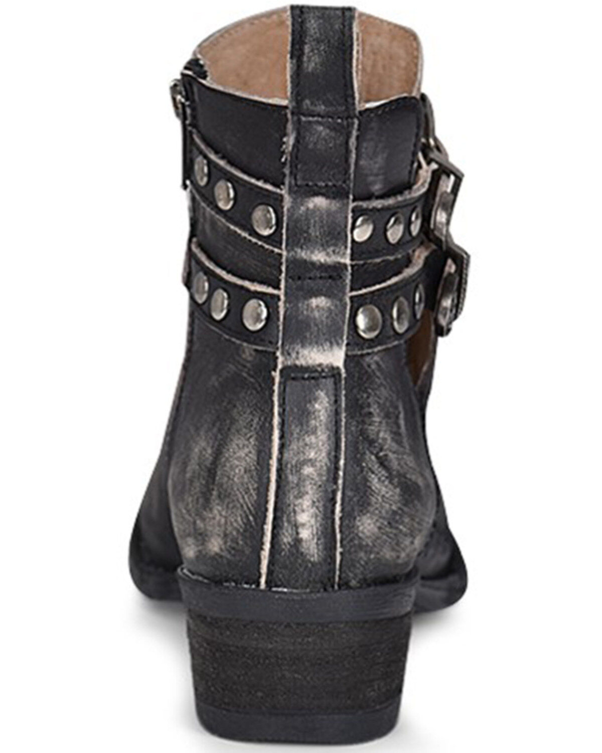 Image #4 - Circle G Women's Studded Harness Booties - Round Toe, Black, hi-res