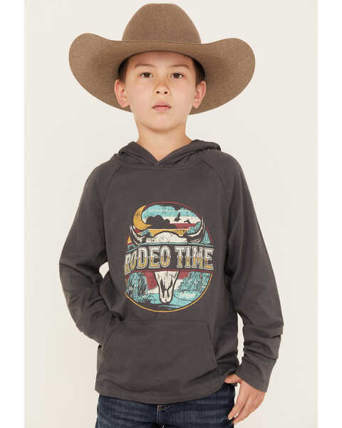 Rock & Roll Denim Boys' Rodeo Time Dale Brisby Graphic Hooded Sweatshirt, Black, hi-res