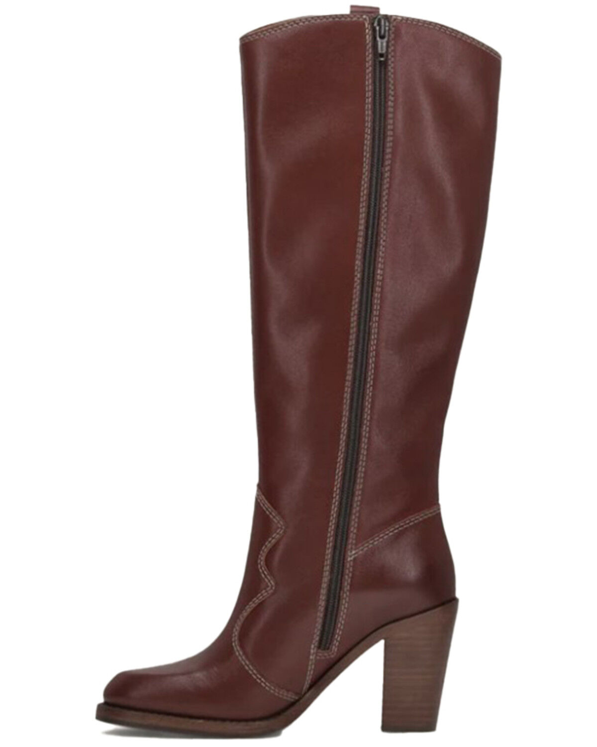 Image #3 - Frye Women's Corinne Tall Deco Stitch Fashion Boots - Round Toe, Red, hi-res