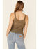Very J Women's Crochet Knit Sweater Tank Top, Olive, hi-res