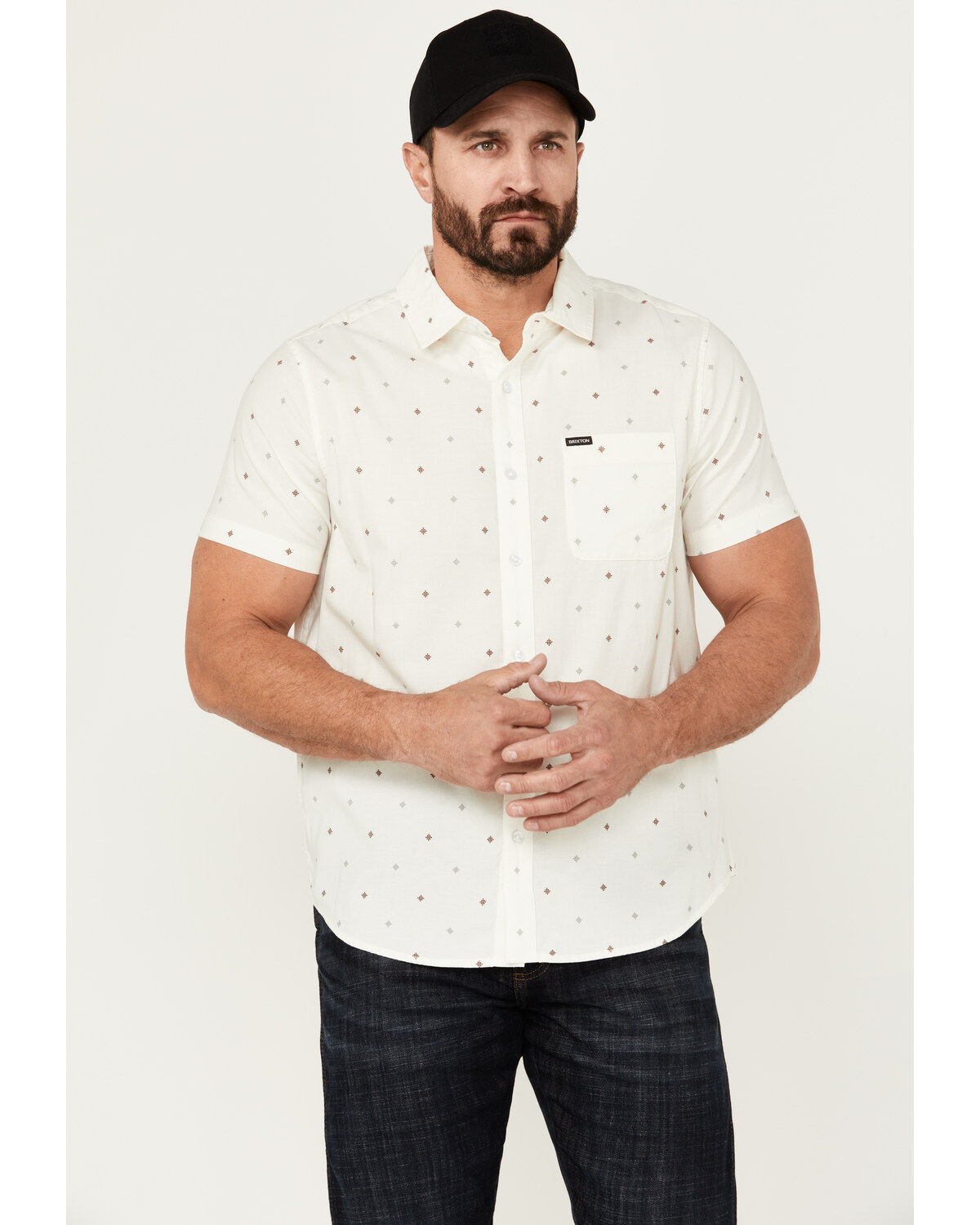 Image #1 - Brixton Men's Charter Pyramid Short Sleeve Button-Down Stretch Shirt, , hi-res