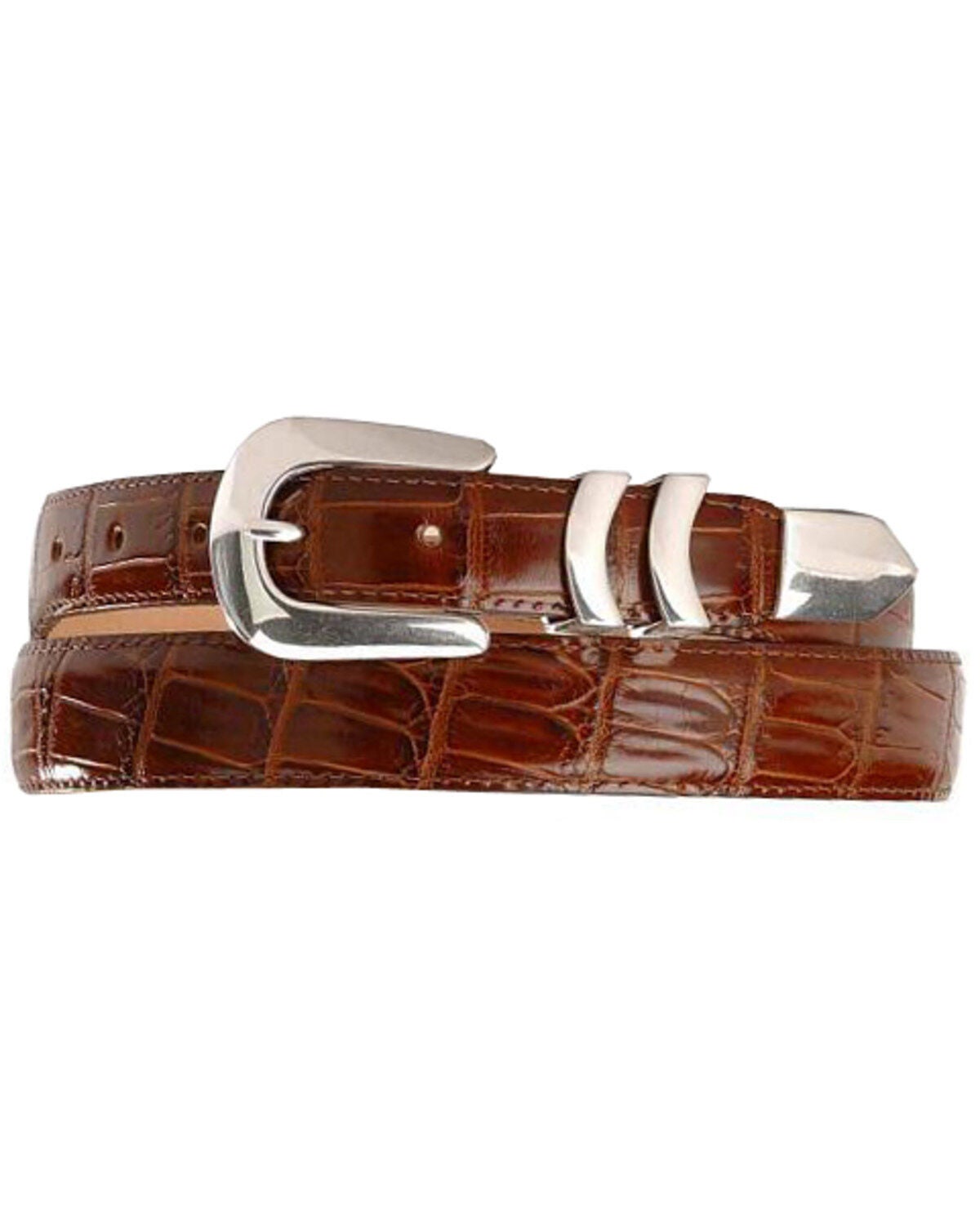 Leegin Men's Crocodile Print Leather Belt, Brown, hi-res