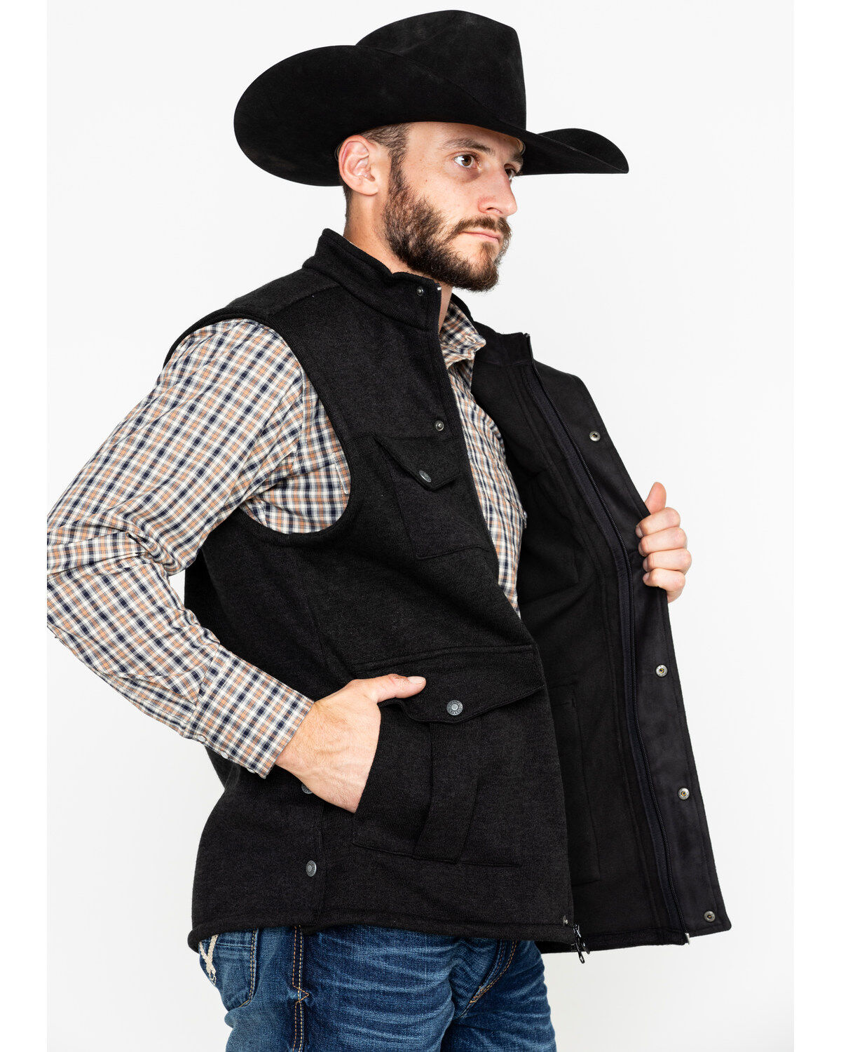 Image #4 - Outback Trading Co. Men's Reid Softshell Vest, Black, hi-res