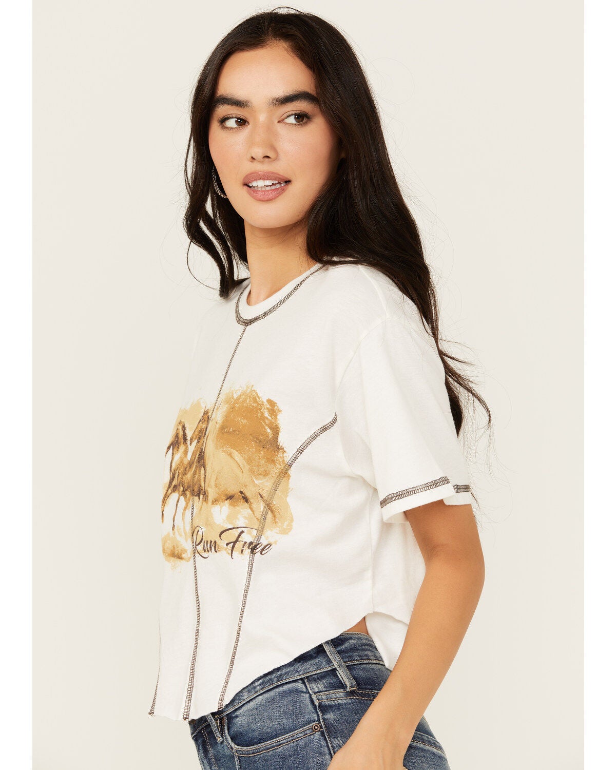 Image #2 - Youth in Revolt Women's Running Horse Seamed Cropped Graphic Tee, , hi-res