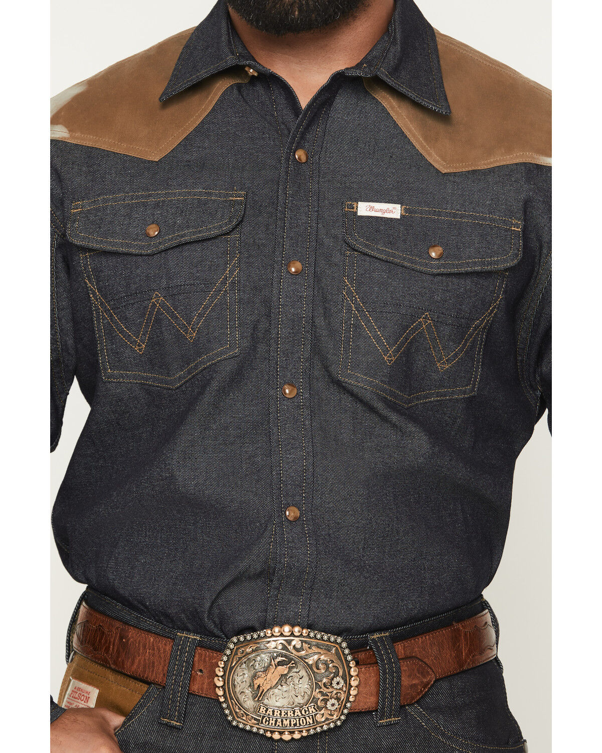 Image #3 - Wrangler X Filson Men's Adventure Long Sleeve Snap Western Shirt, Indigo, hi-res