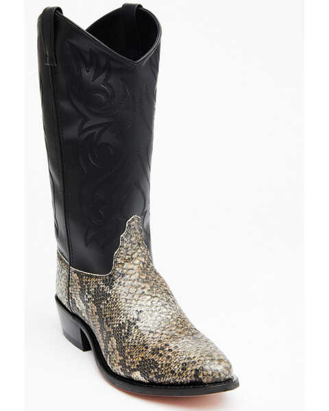 Old West Men's Snake Print Western Boots - Medium Toe, Natural, hi-res