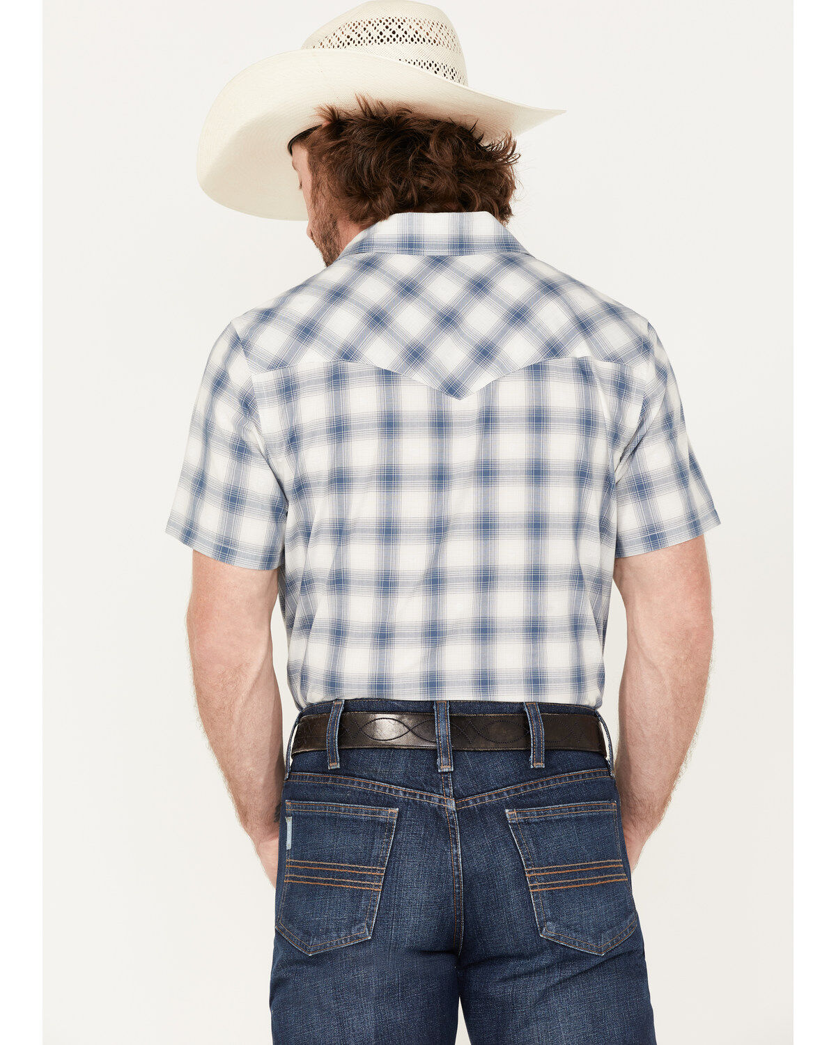 Image #4 - Pendleton Men's Frontier Ivory Plaid Short Sleeve Pearl Snap Western Shirt, , hi-res