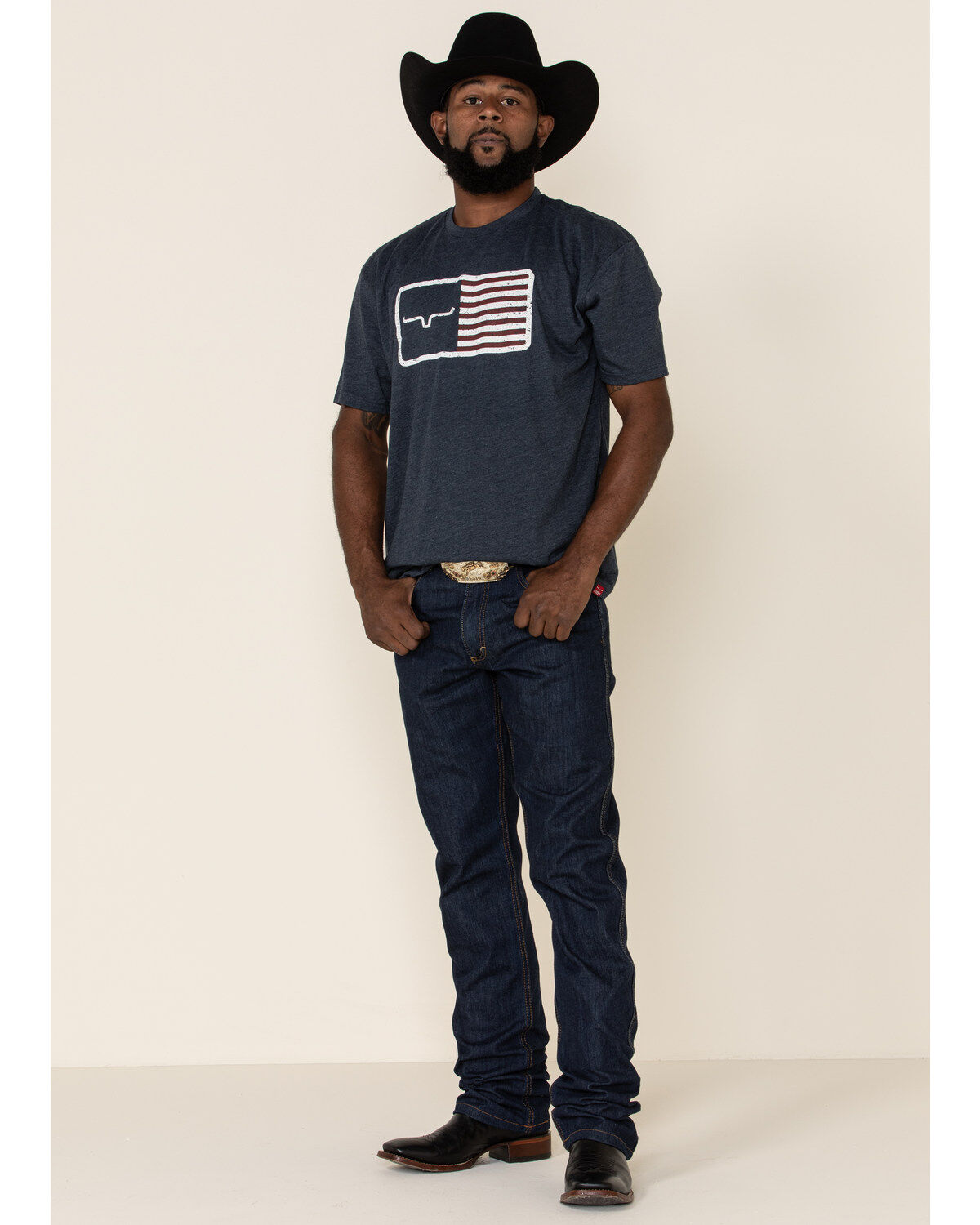 Image #1 - Kimes Ranch Men's Navy American Trucker Graphic T-Shirt, Navy, hi-res