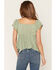 Image #4 - Wild Moss Women's Floral Print Hanky Hem Short Sleeve Top, Sage, hi-res