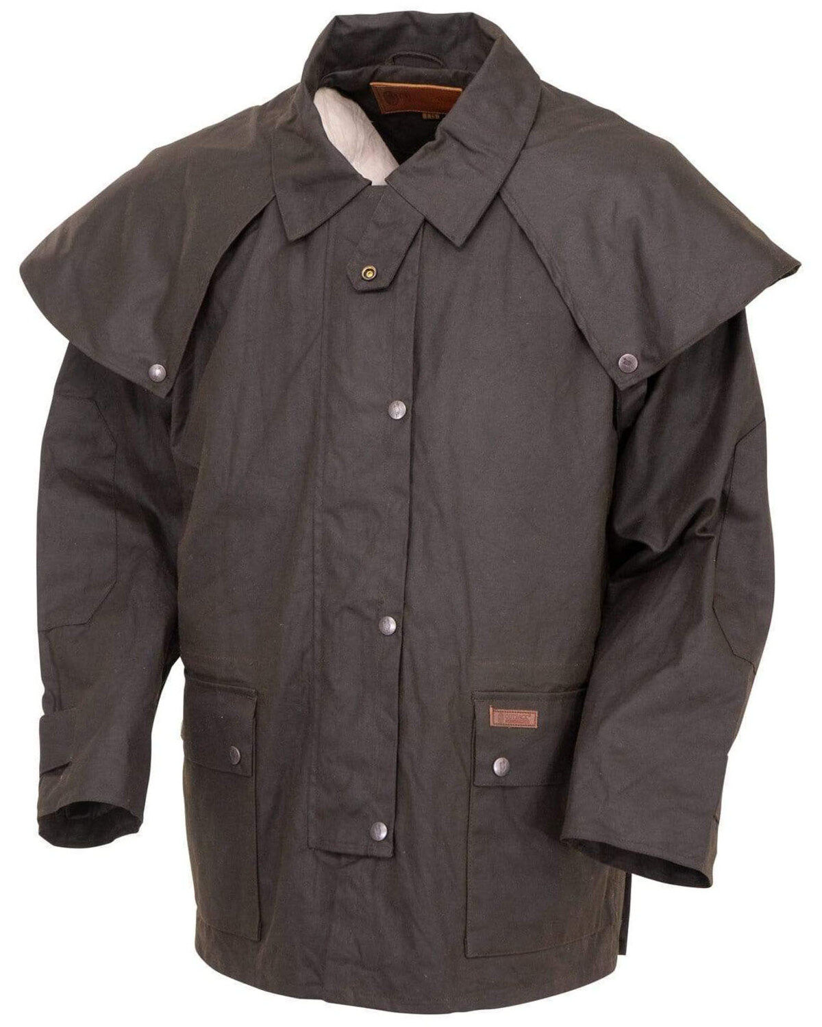 Image #4 - Outback Unisex Short Oilskin Jacket, Brown, hi-res