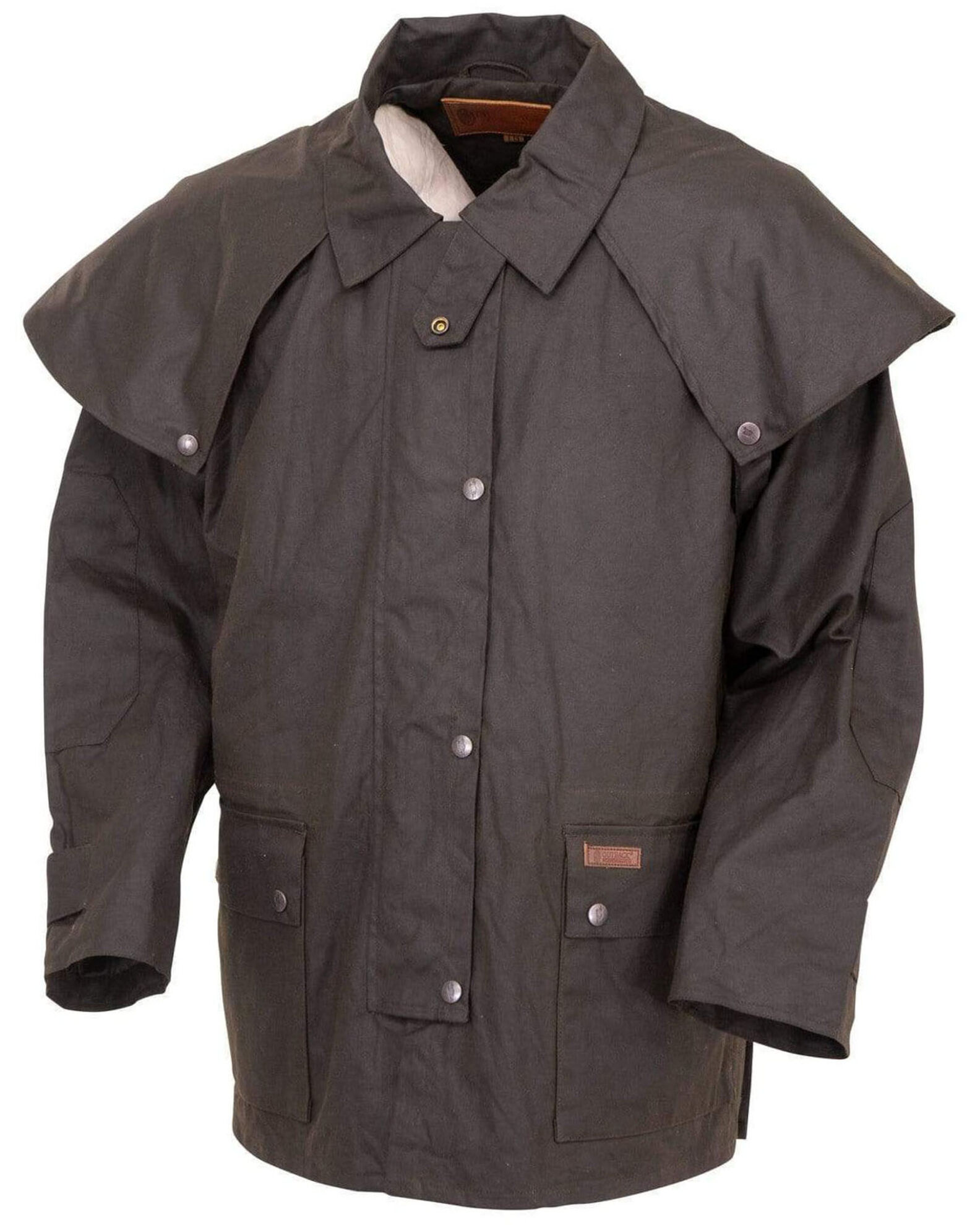 Image #4 - Outback Unisex Short Oilskin Jacket, Brown, hi-res
