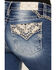 Image #2 - Miss Me Women's Medium Wash Mid Rise Southwestern Print Pocket 32" Bootcut Stretch Denim Jeans, Medium Wash, hi-res