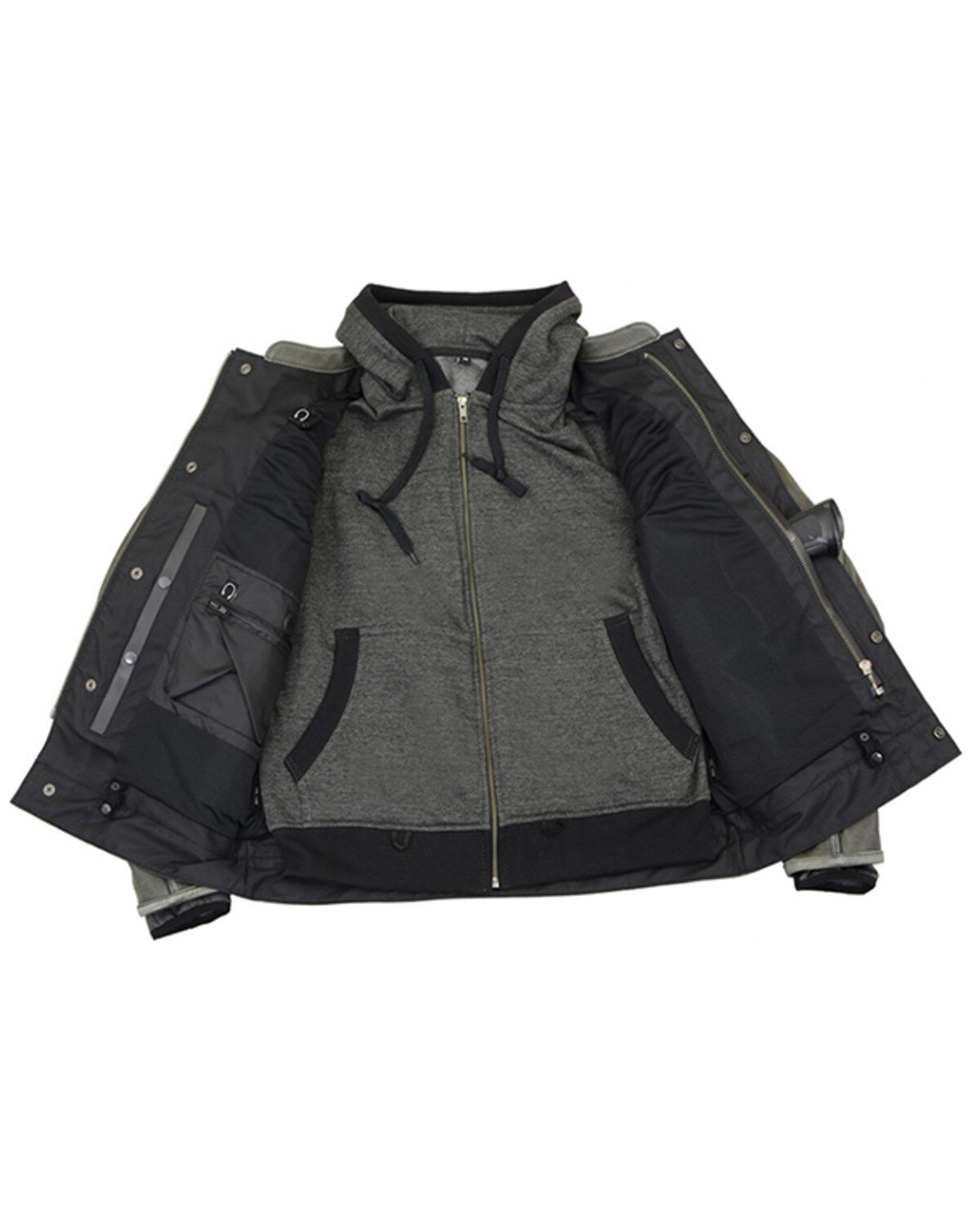 Image #3 - Milwaukee Leather Men's Distressed Utility Pocket Ventilated Concealed Carry Motorcycle Jacket - 5X, Grey, hi-res