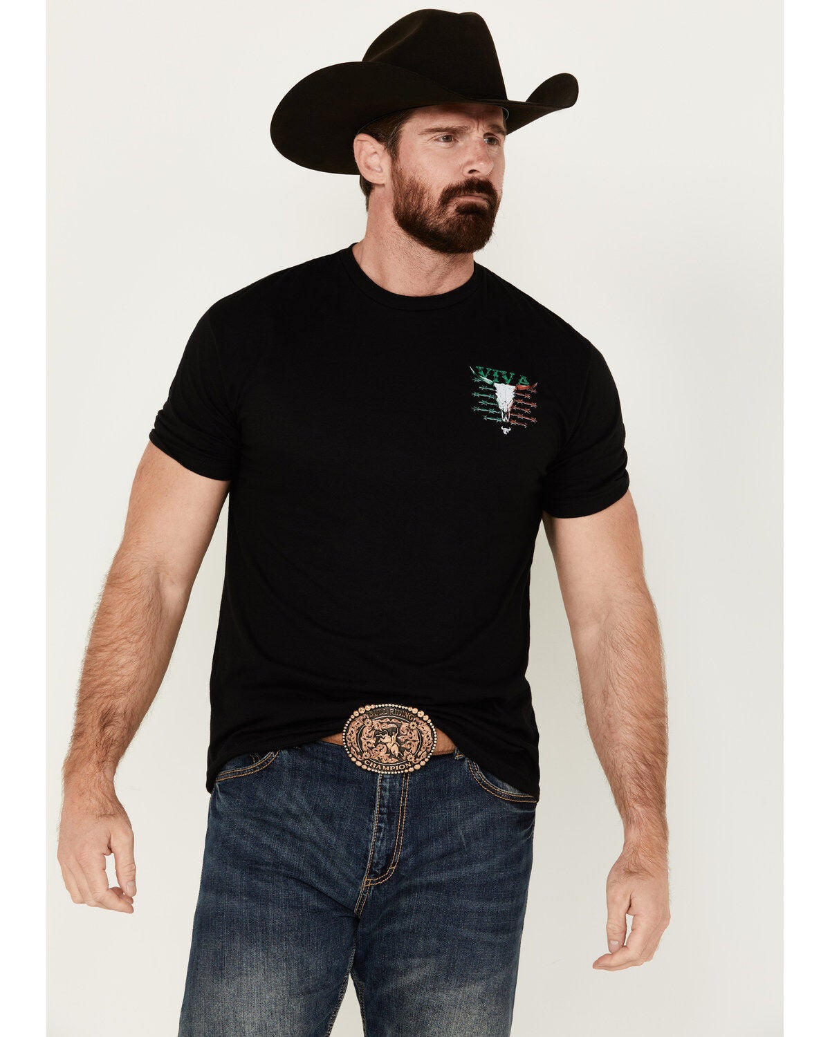 Image #2 - Cowboy Hardware Men's Viva Mexico Steer Head Short Sleeve Graphic T-Shirt, , hi-res