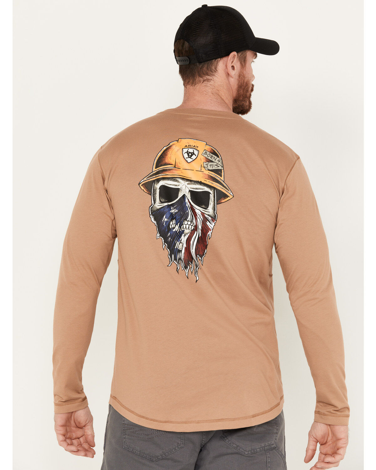 Image #3 - Ariat Men's Rebar Workman Long Sleeve Graphic Work Shirt, Beige, hi-res