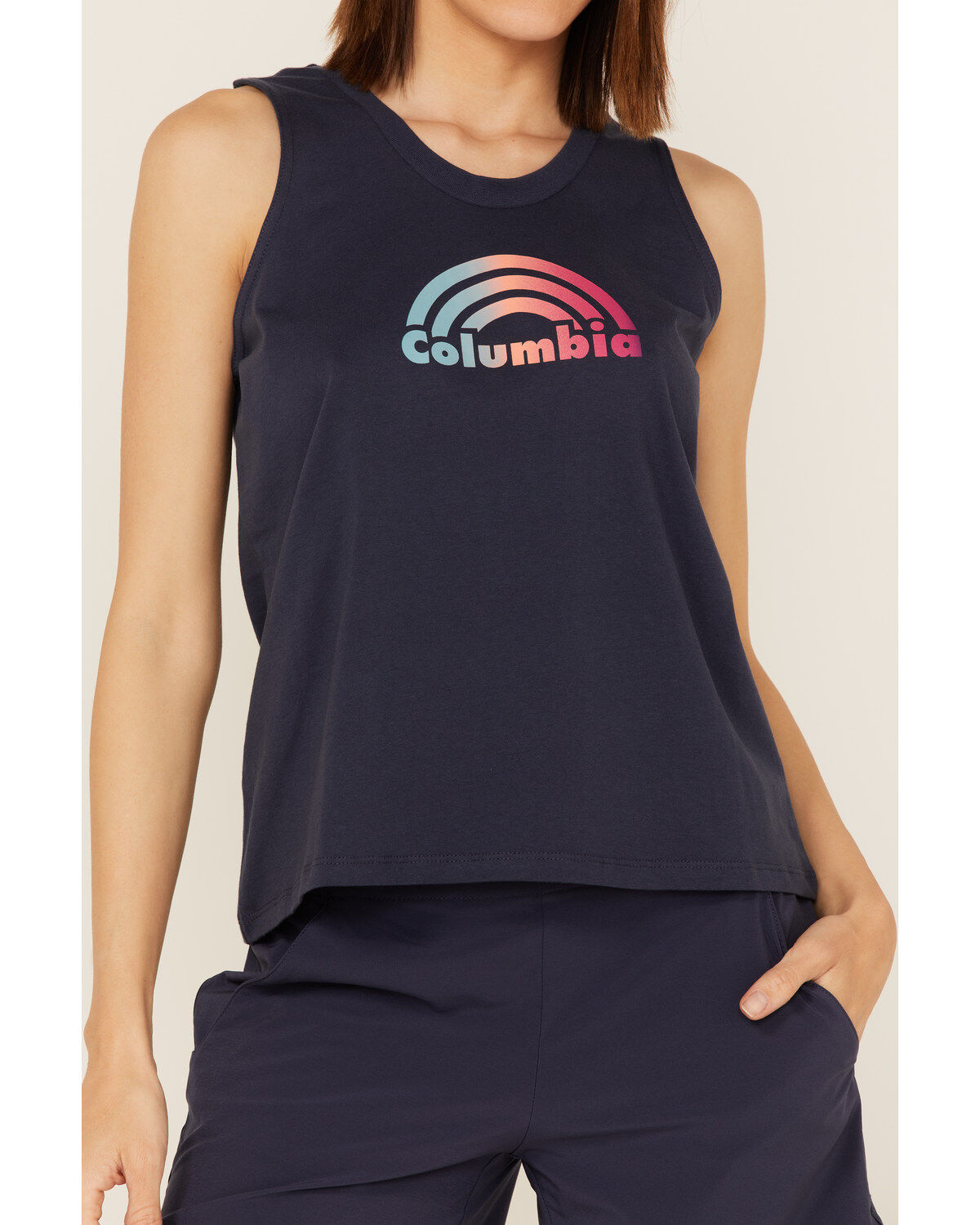 Image #3 - Columbia Women's North Cascades Logo Graphic Tank Top, Navy, hi-res
