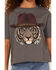 Somewhere West Girls' Cowboy Tiger Graphic Tee, Charcoal, hi-res