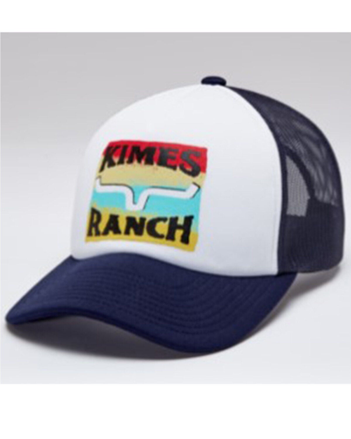 Kimes Ranch Men's Navy Block Party Printed Logo Mesh-Back Baseball Cap, Navy, hi-res