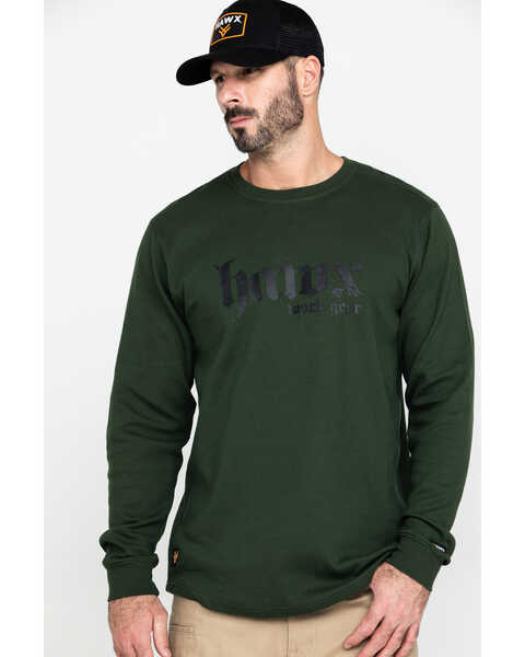  Hawx Men's Green Graphic Thermal Long Sleeve Work T-Shirt - Tall , Green, hi-res