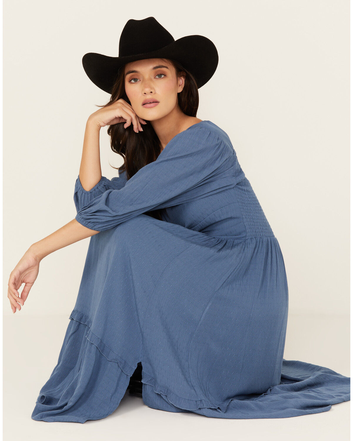 Image #2 - Wild Moss Women's Knot Front Midi Dress, Teal, hi-res