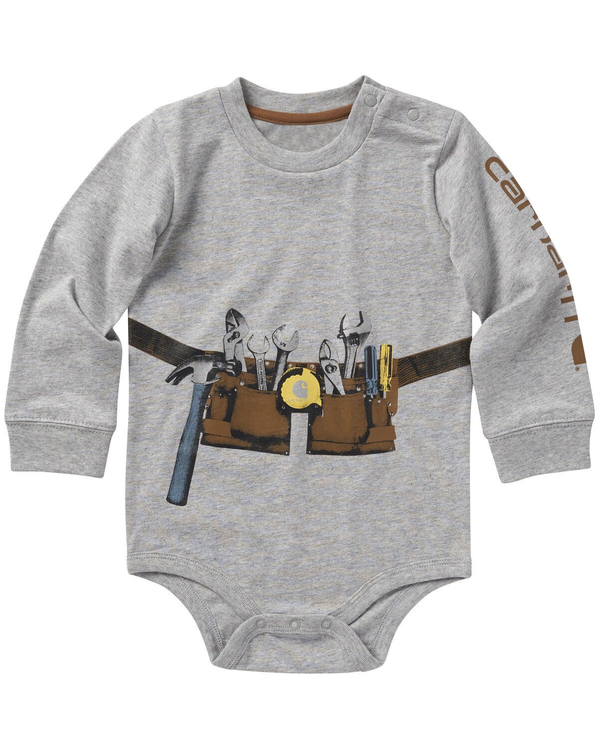 Carhartt Infant Boys' Toolbelt Long Sleeve Onesie, Grey, hi-res
