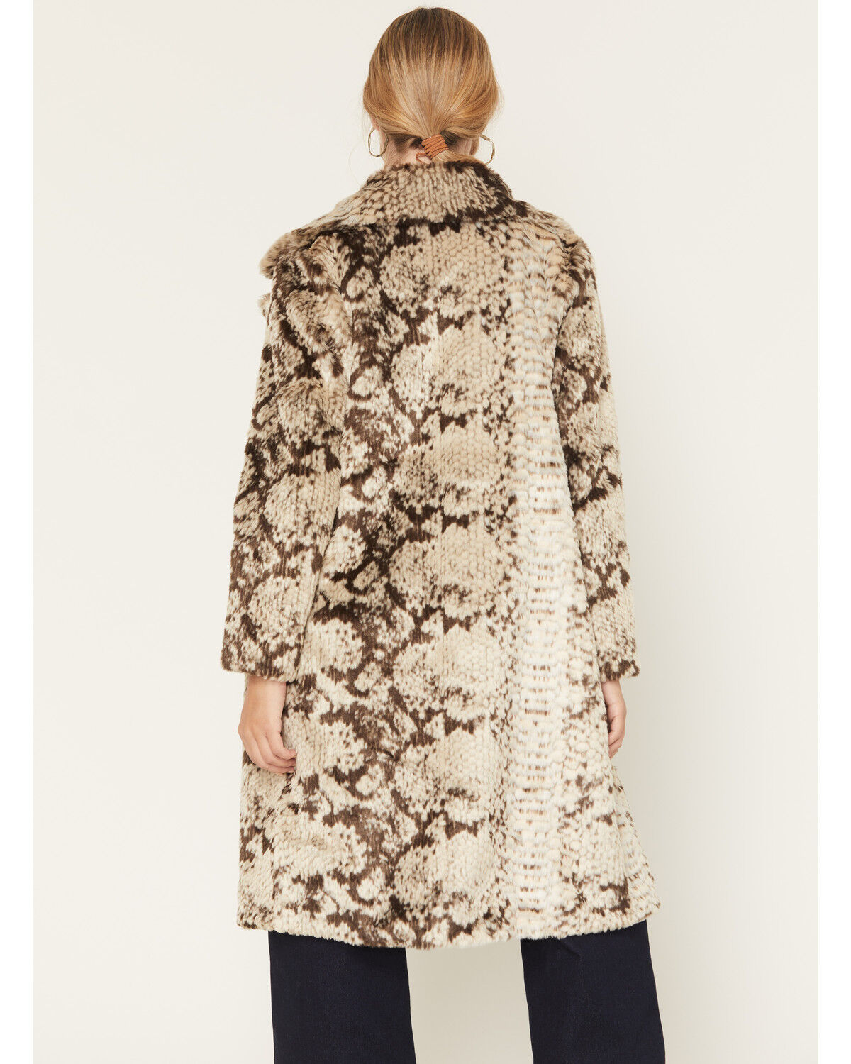 Image #4 - Panhandle Slim Women's Snake Skin Print Faux Fur Coat, Charcoal, hi-res