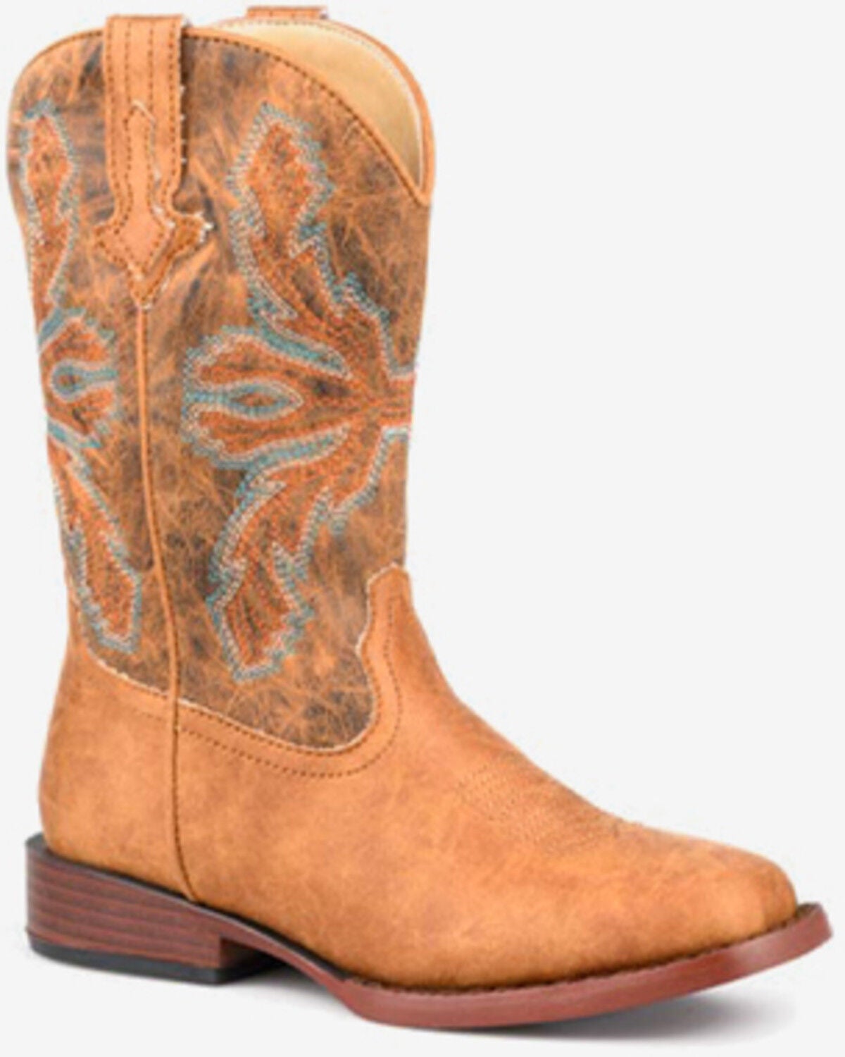 Roper Little Kid's Victor Western Boots - Broad Square Toe, Tan, hi-res