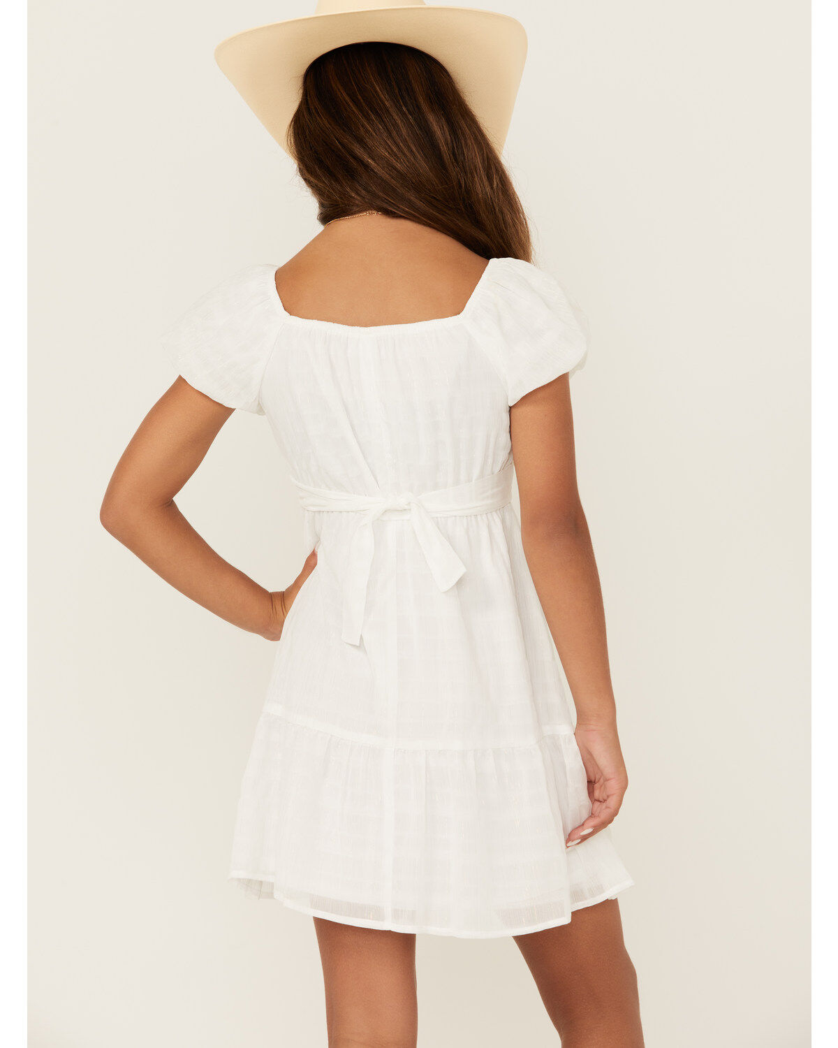Image #4 - Trixxi Girls' Puff Sleeve Bow Tied Dress, , hi-res
