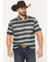 Image #1 - Cowboy Hardware Men's Southwestern Striped Print Short Sleeve Snap Polo, Black, hi-res
