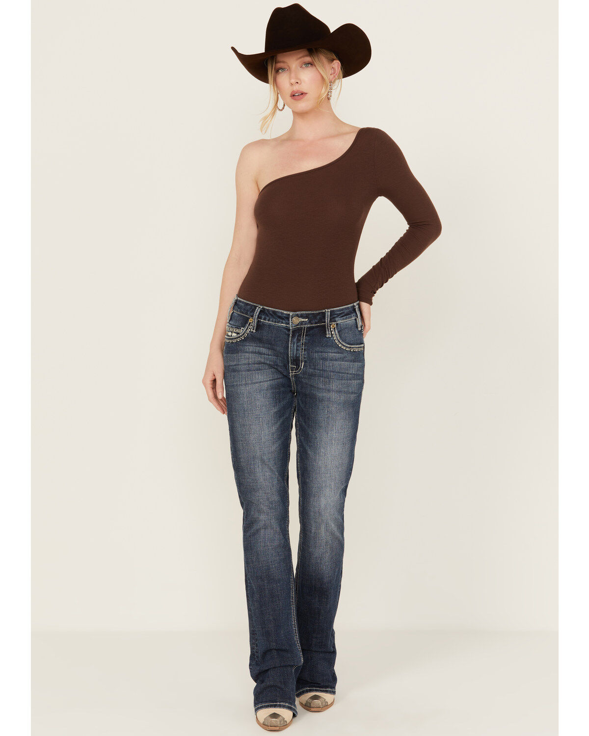 Image #3 - Rock & Roll Denim Women's Medium Wash Mid Rise Steer Head Bootcut Stretch Denim Jeans, Medium Wash, hi-res