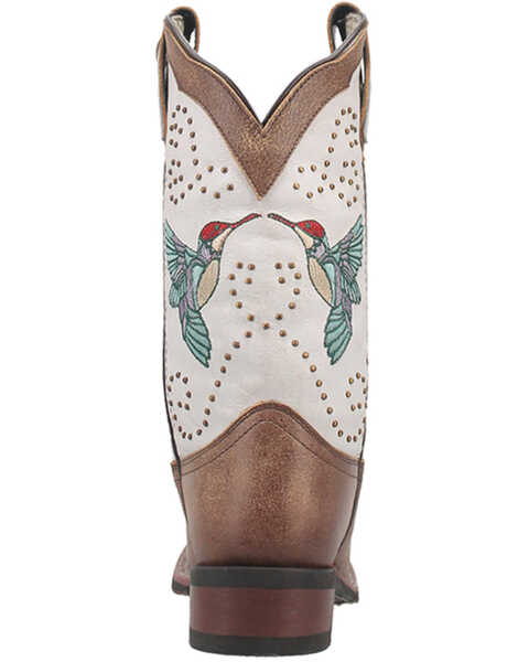Laredo Women's 11" Hummingbird Embroidered Studded Western Performance Boots - Broad Square Toe, White, hi-res