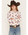 Image #1 - Cruel Girl Girls' Horse Print Long Sleeve Pearl Snap Western Shirt, Pink, hi-res