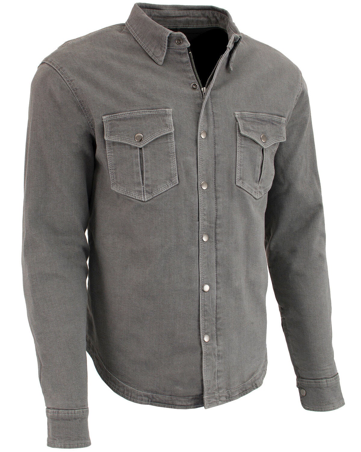 Milwaukee Performance Men's Aramid Reinforced Denim Biker Shirt, Grey, hi-res