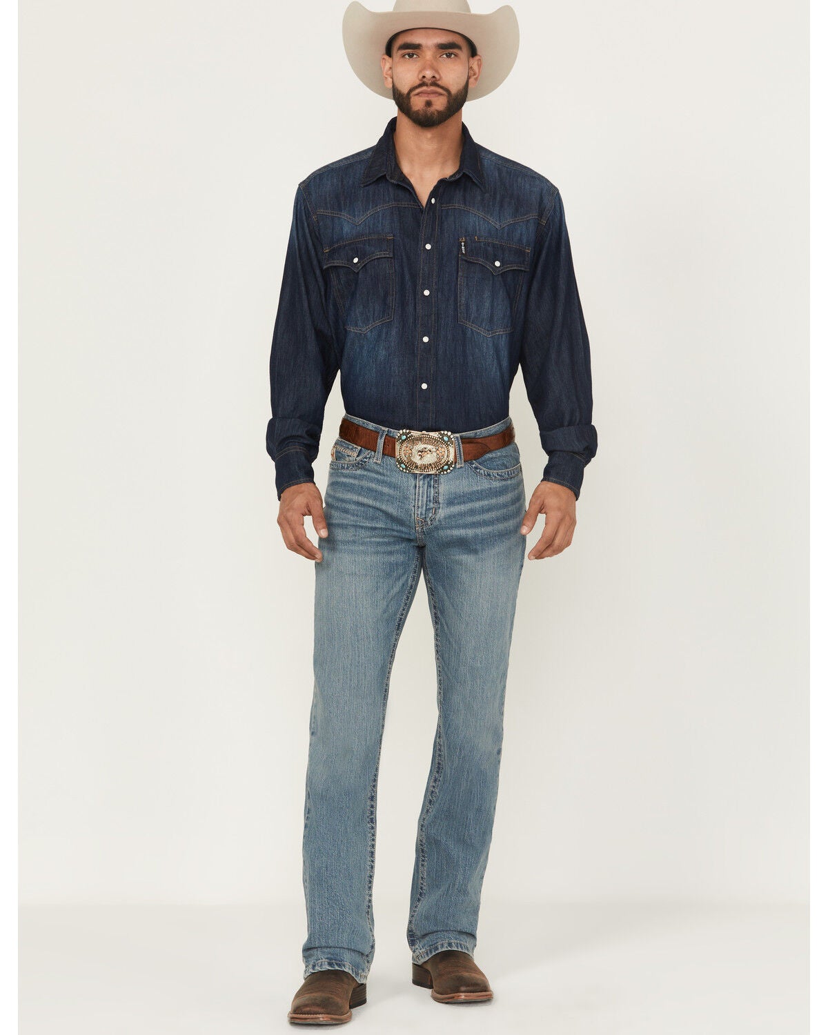 Cinch Men's Ian Medium Wash Slim Bootcut Performance Stretch Denim Jeans, Medium Wash, hi-res