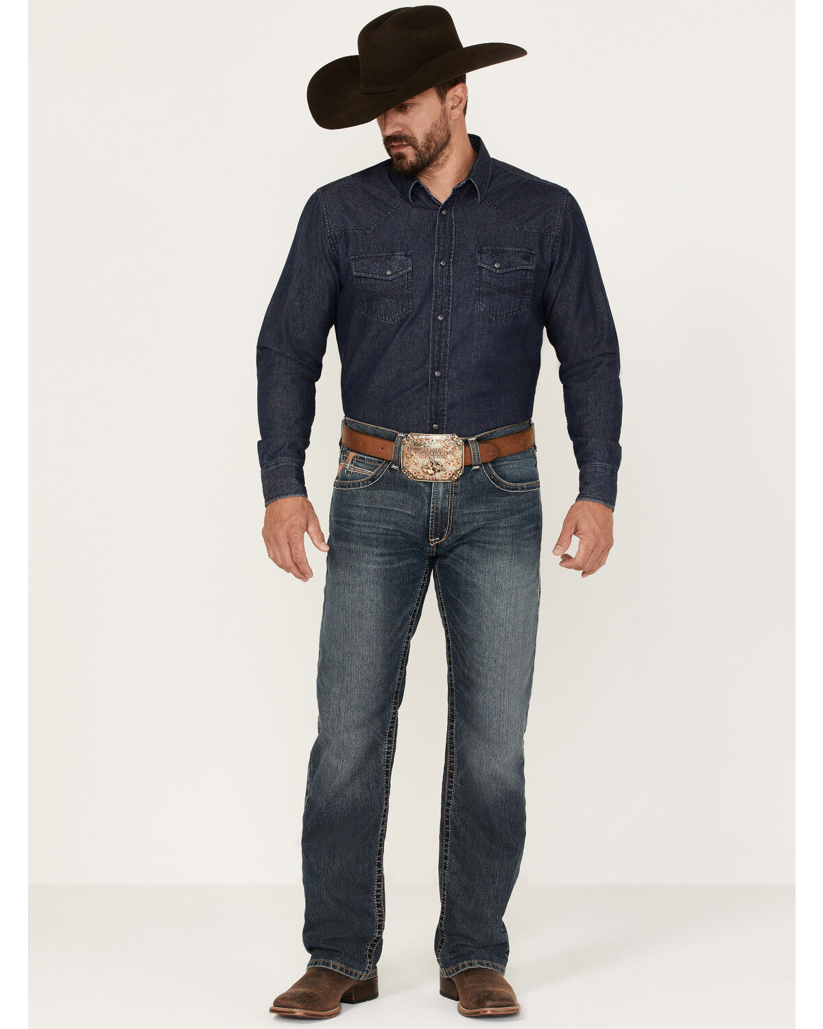 Image #1 - Ariat Men's M5 Durazno Stretch Stackable Straight Jean, Blue, hi-res