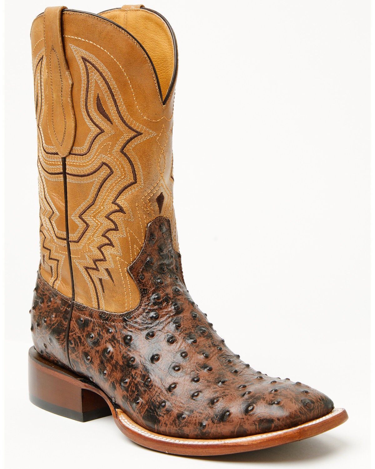 Cody James Men's Badlands Ostrich Print Western Boots - Broad Square Toe, Brown, hi-res