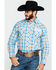 Wrangler Men's Plaid Ram Logo Long Sleeve Western Shirt , Blue, hi-res