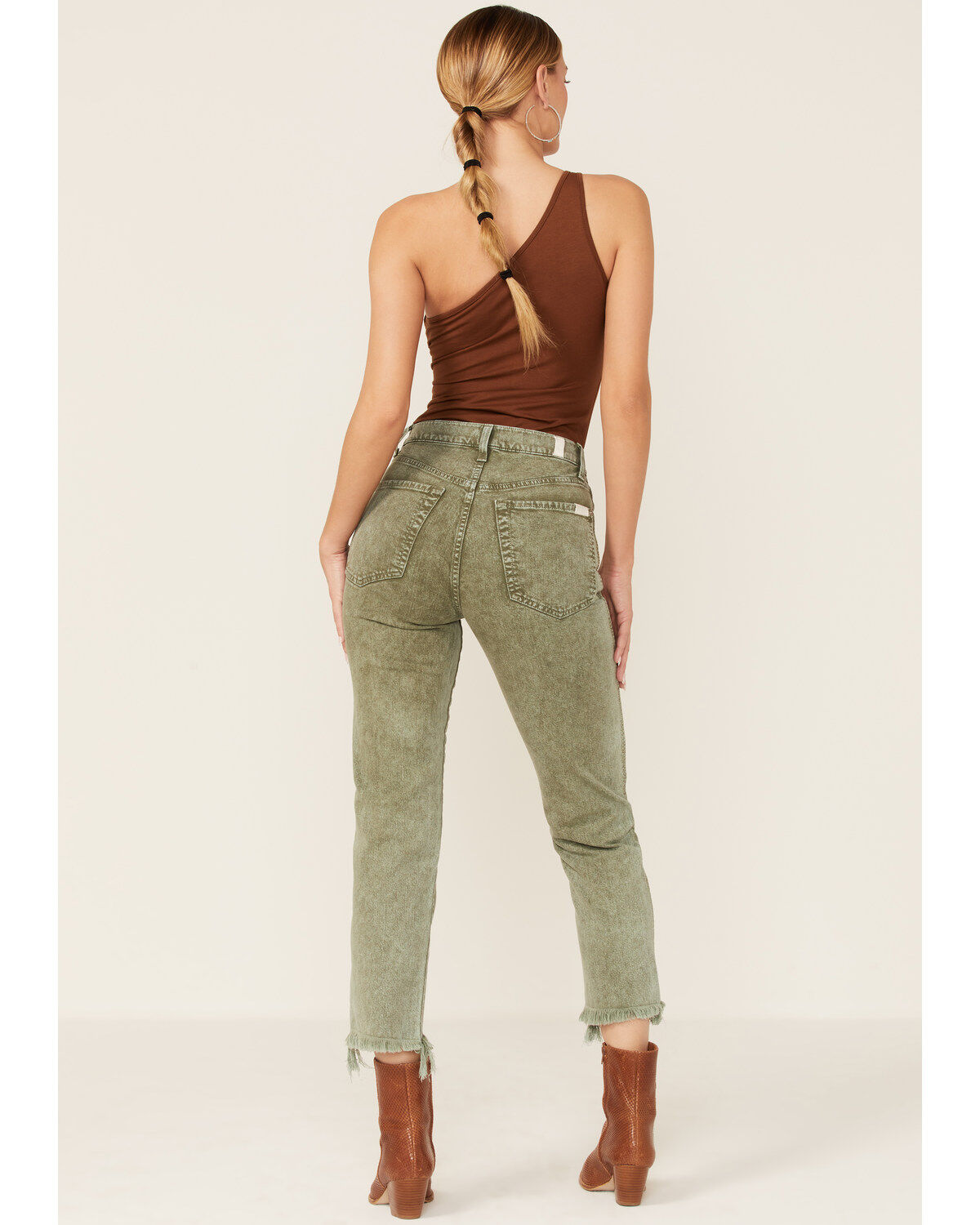 Image #3 - 7 For All Mankind Women's Vintage High Rise Crop Jeans, Olive, hi-res