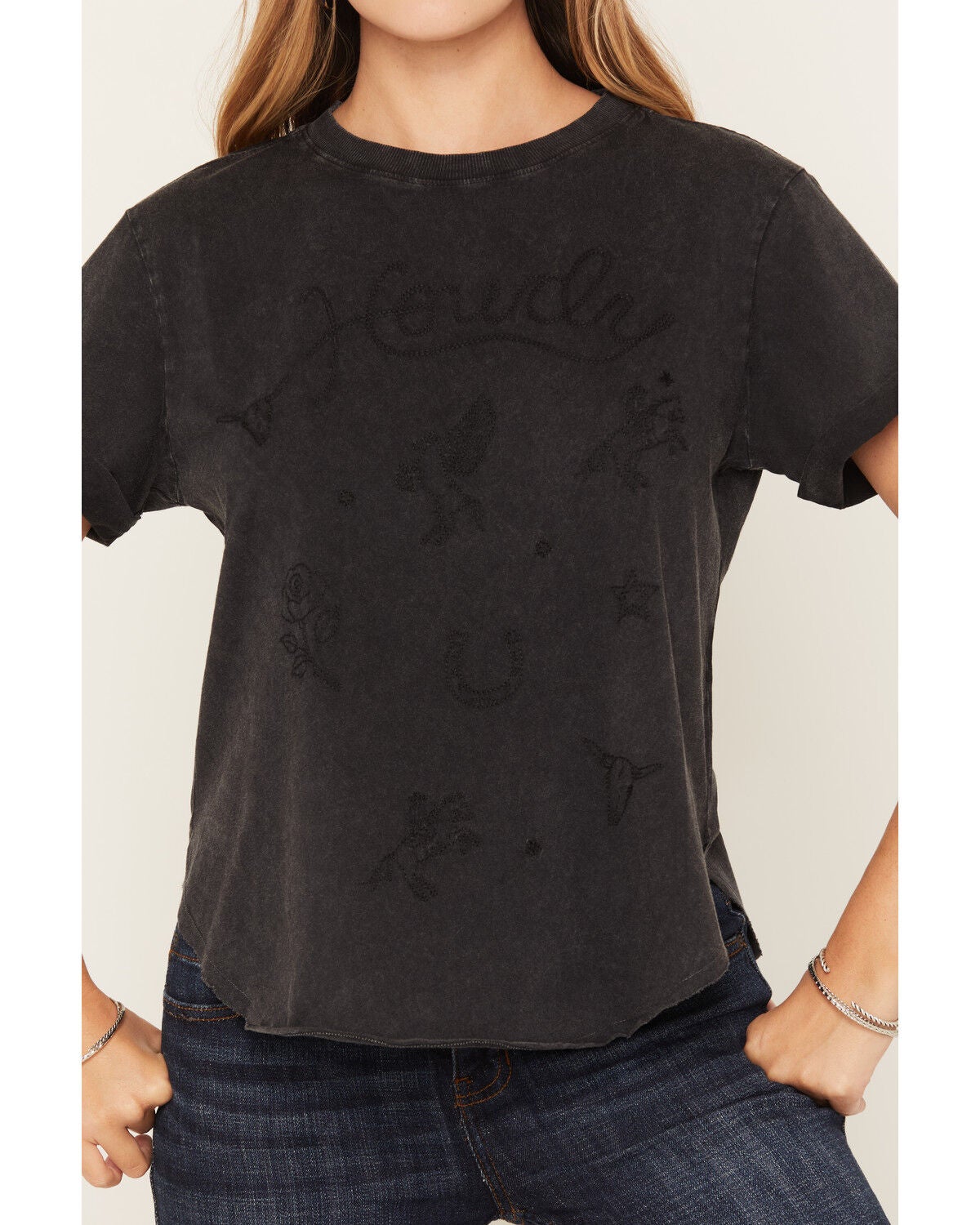 Image #3 - Idyllwind Women's Howdy Nudie Shirttail Short Sleeve Graphic Tee, Black, hi-res