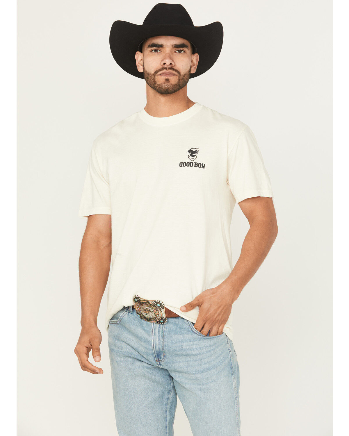 Image #2 - Buckwear Men's Good Boy Cowboy Short Sleeve Graphic T-Shirt - Big, Ivory, hi-res