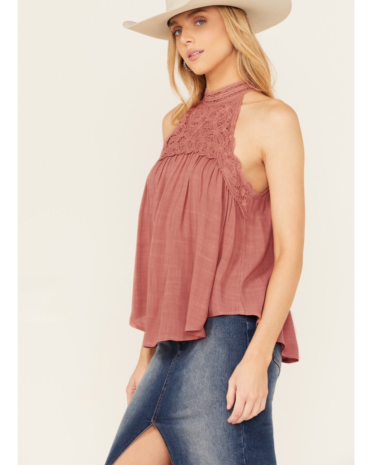 Image #2 - Eyeshadow Women's Battenburg Lace Tank, Rust Copper, hi-res