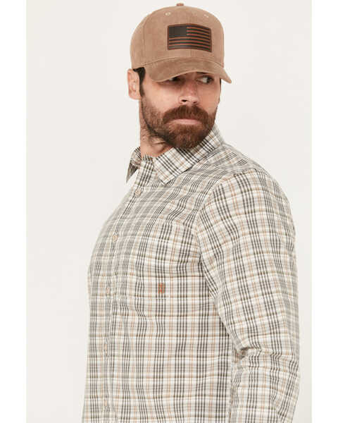 Image #2 - Brothers and Sons Men's Bexar Plaid Print Long Sleeve Button Down Western Shirt, Tan, hi-res
