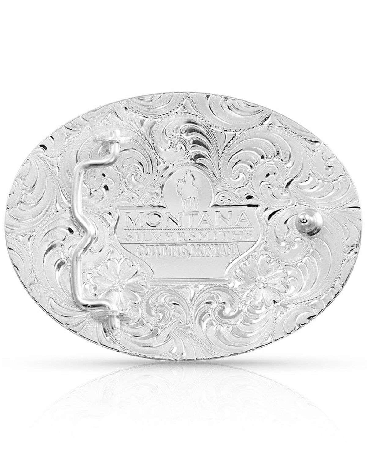 Image #2 - Montana Silversmiths Men's Tri-Color Pinched Buckle With Christian Cowboy Figure, Silver, hi-res