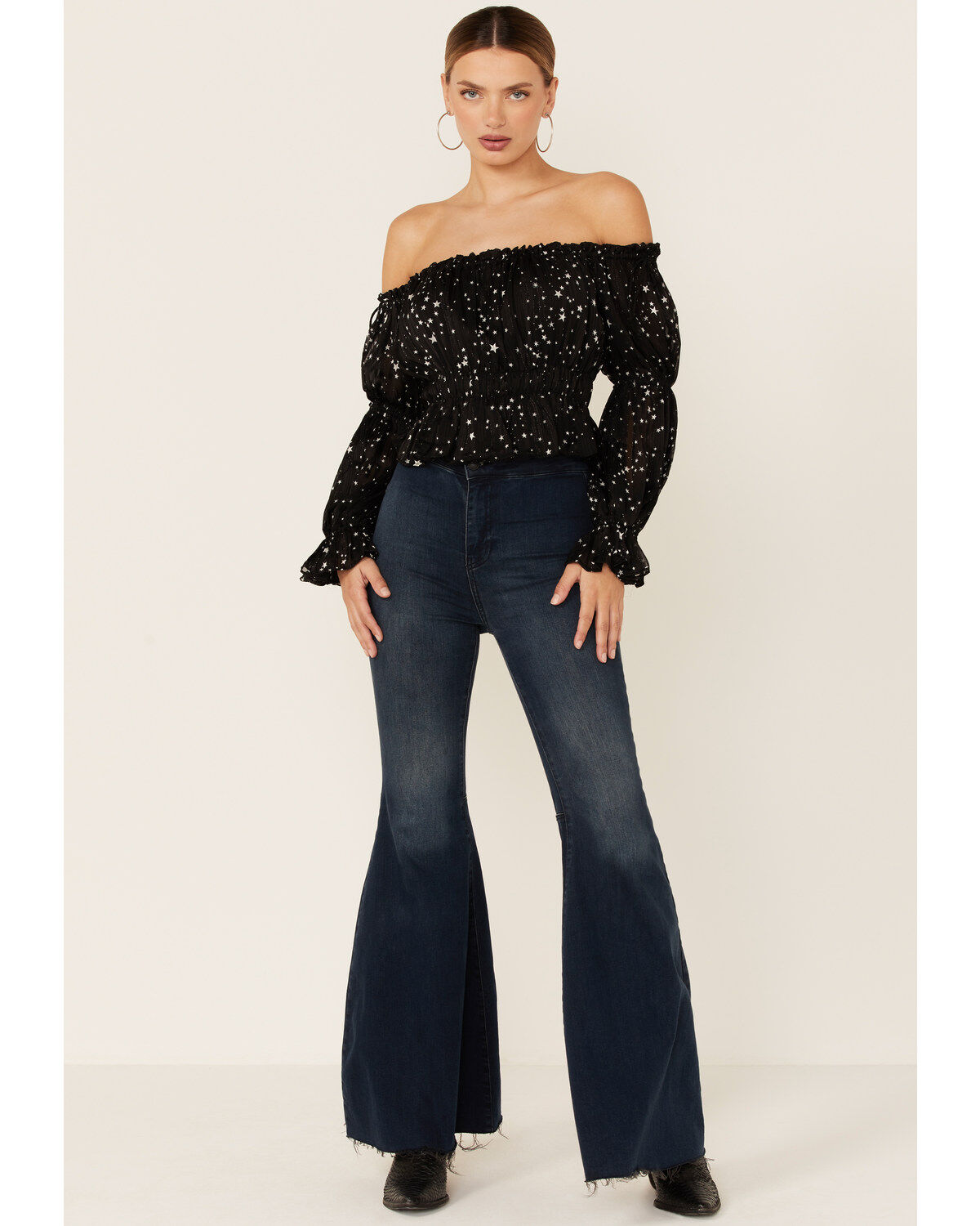 Image #4 - Lush Women's Star Print Top, Black, hi-res