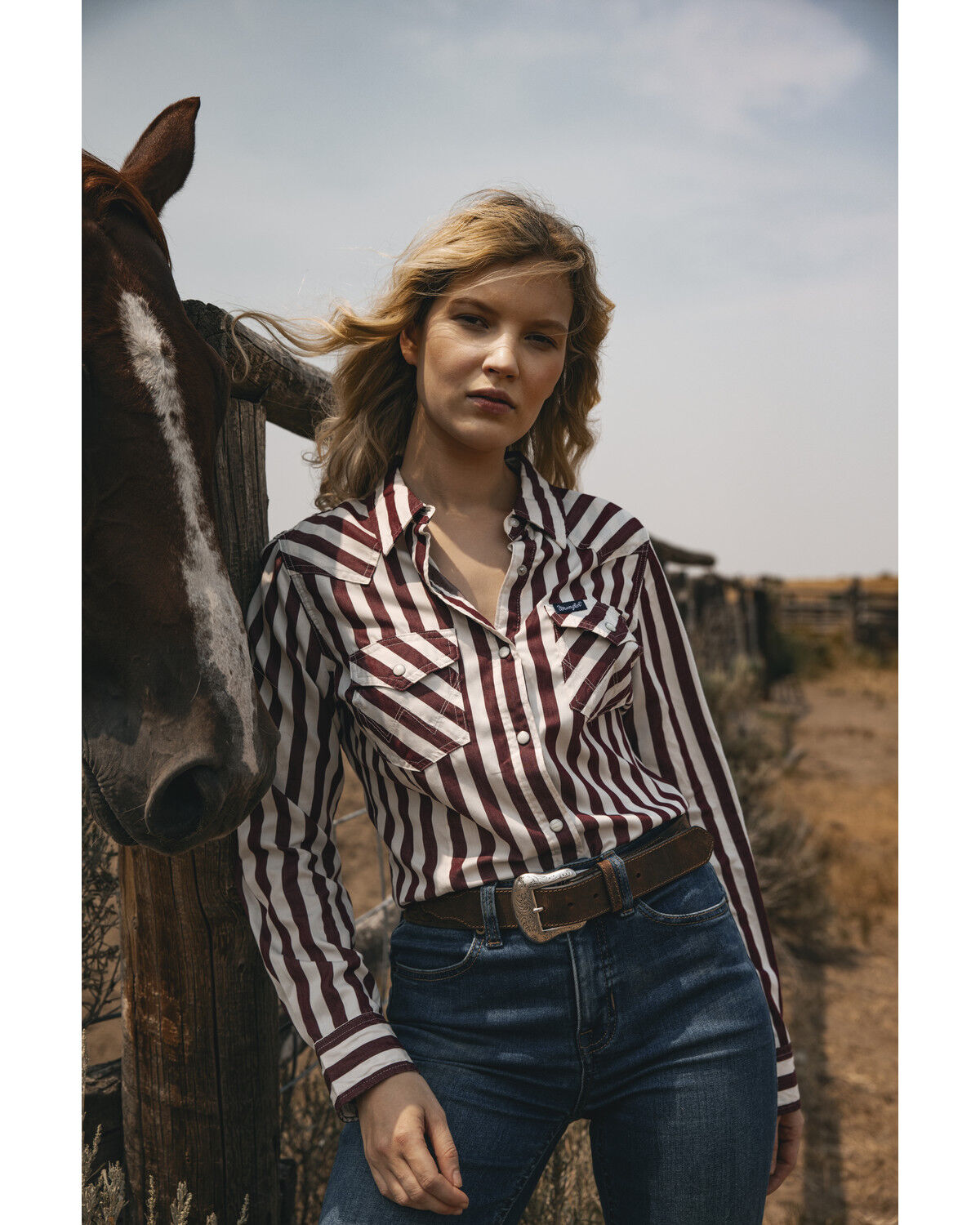 Image #1 - Wrangler Retro Women's Striped Long Sleeve Snap Western Shirt, , hi-res