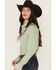 Image #3 - Cowboygirl by Jenna Paulette Women's Gingham Print Long Sleeve Pearl Snap Western Shirt, Green, hi-res