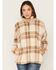Stillwater Supply Women's Plaid Print Sherpa Quarter Zip Sweater, Tan, hi-res
