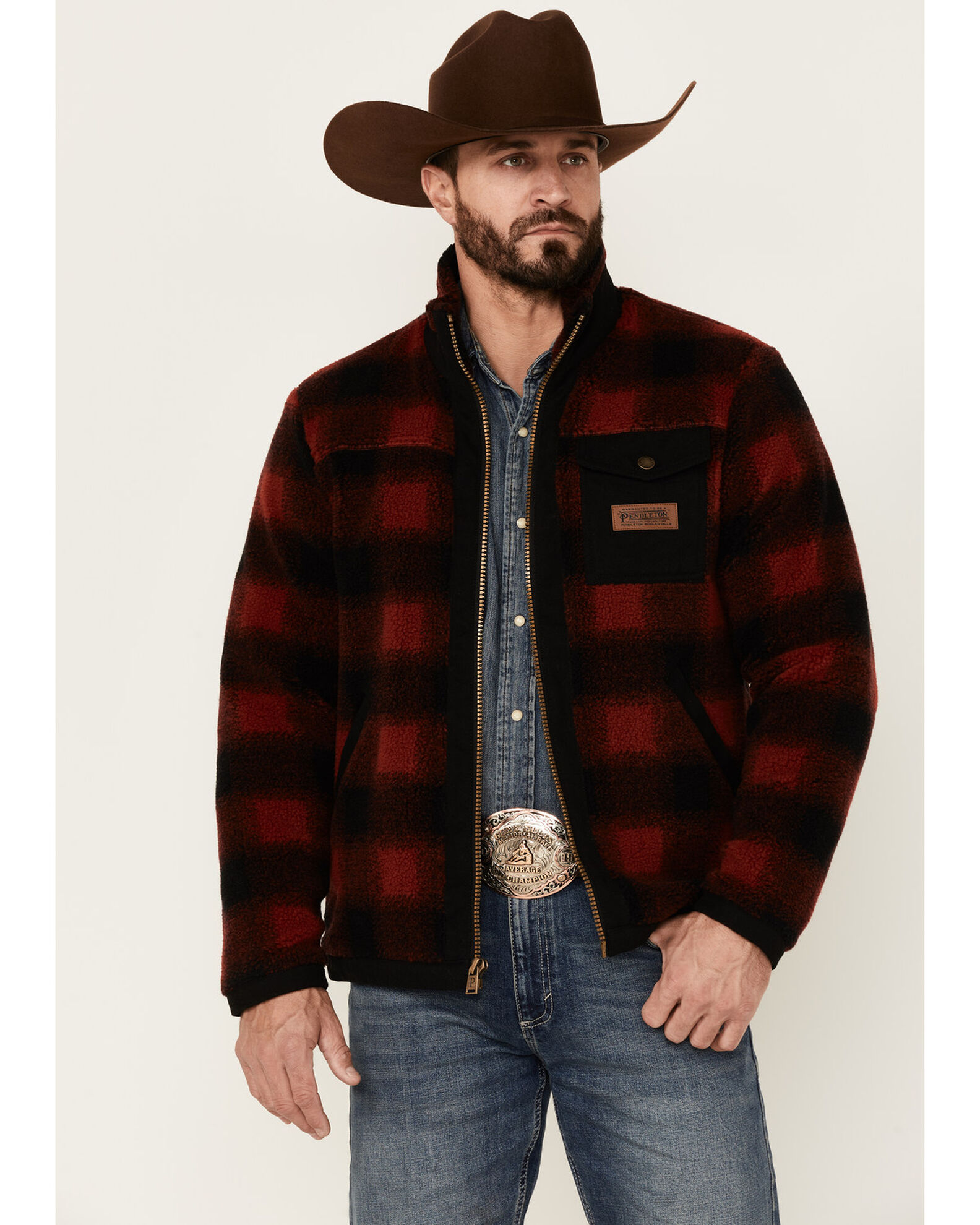 Buffalo plaid fleece jacket men's sale